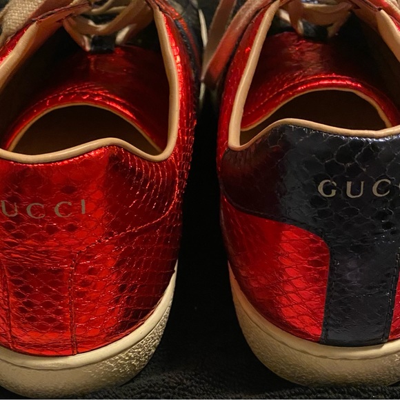 Gucci Shoes Authentic Rare Hard To Find Gucci Ace Redblue Snakeskin